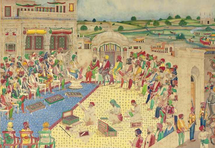 File:Katibs making note of events at the court of Ranjit Singh.jpg
